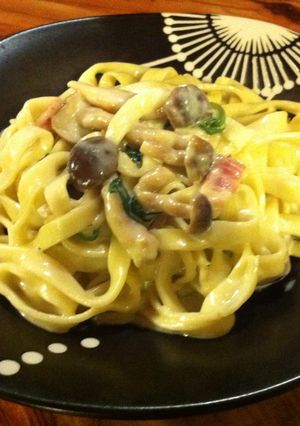 沖縄そばで作る本格クリームパスタ♪-レシピのメイン写真