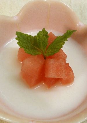 簡単♪杏仁豆腐　すいか添え-レシピのメイン写真