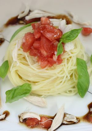 バルサミコと鶏のささみの冷製パスタ-レシピのメイン写真