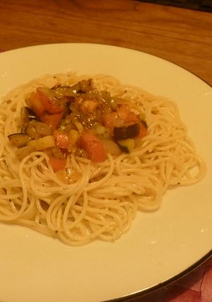 冷たいパスタ野菜のせ-レシピのメイン写真