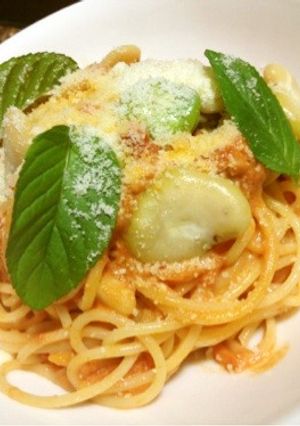 空豆のトマトクリームパスタ-レシピのメイン写真