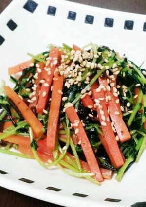 豆苗とにんじんの塩昆布炒め-レシピのメイン写真