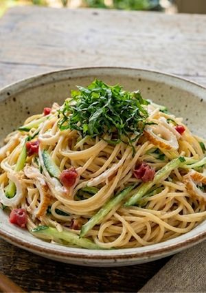 さっぱり梅しそサラスパ-レシピのメイン写真