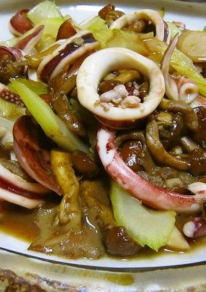 イカとセロリ、キノコの居酒屋風♥炒め物-レシピのメイン写真
