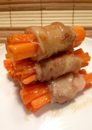 人参豚バラ巻き♪お弁当.BBQ-レシピのメイン写真