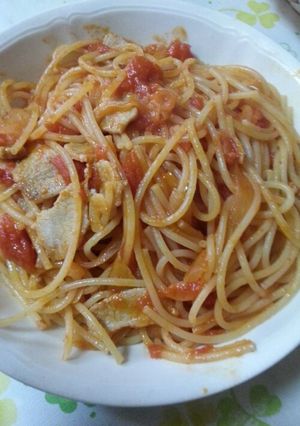 冷蔵庫にあるものでトマトクリームパスタ-レシピのメイン写真