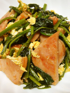 簡単☆スパムとほうれん草とトマトの炒め物-レシピのメイン写真