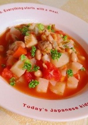 8種の野菜と魚介の食べるスープ-レシピのメイン写真