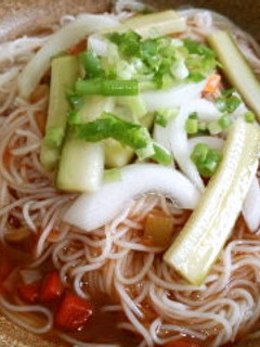 アレンジ☆トマト麺つゆで食べるそうめん-レシピのメイン写真