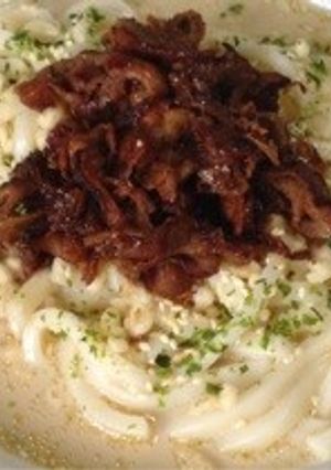 豚カツオのせ☆豆乳ゴマだれ冷やしうどん♪-レシピのメイン写真