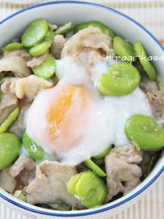 簡単!そら豆と豚肉の丼-レシピのメイン写真