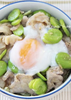 簡単！そら豆と豚肉の丼-レシピのメイン写真