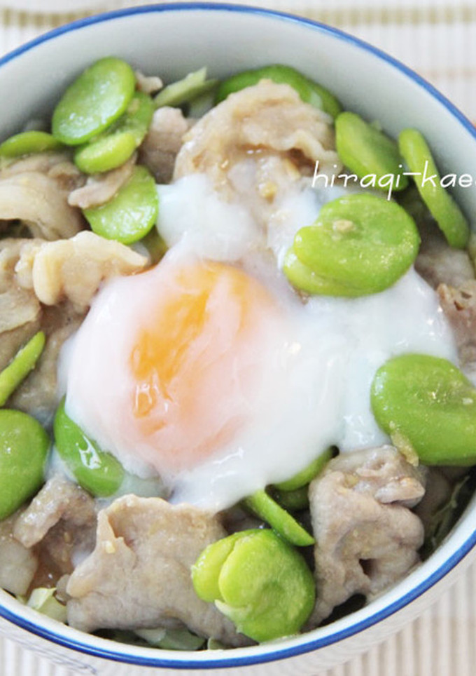 簡単！そら豆と豚肉の丼-レシピのメイン写真