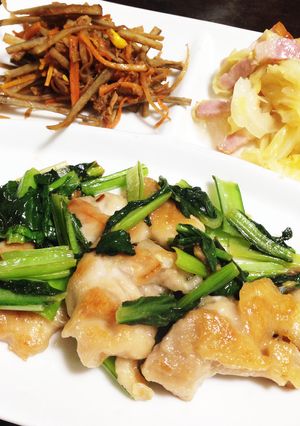 鶏ももと小松菜のにんにく炒め-レシピのメイン写真