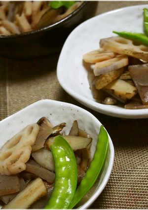 いりこで蓮根とごぼうの煮物⊛蒟蒻ﾌﾟﾗｽ-レシピのメイン写真