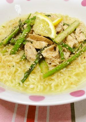 鶏ささみとアスパラの塩らーめん-レシピのメイン写真