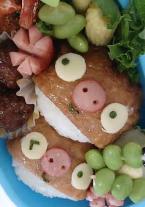 稲荷で作るキャラ弁当-レシピのメイン写真