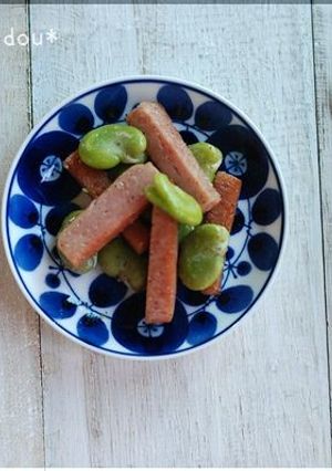おつまみに♬スパム＆空豆ガーリックソテー-レシピのメイン写真