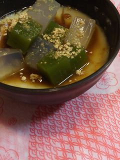 簡単♪豆乳プリンと寒天ゼリーの黒蜜がけ-レシピのメイン写真