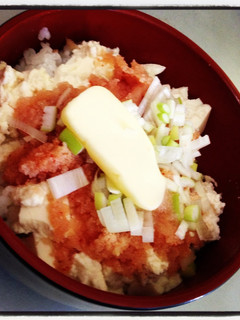 【作ってみた】めんたい豆腐丼【ズボラ飯】-レシピのメイン写真