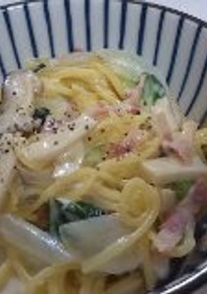 コーンスープでスープスパ風。-レシピのメイン写真