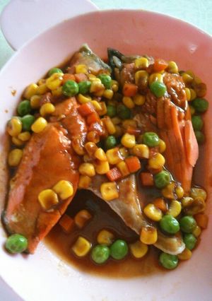 鮭の味噌ミックスベジタブルかけ-レシピのメイン写真