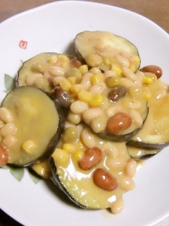 米なすとお豆のコーンスープ煮-レシピのメイン写真