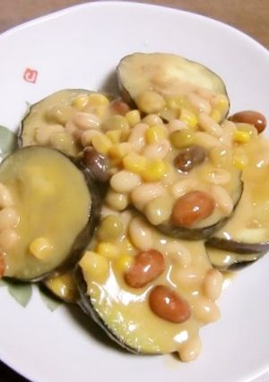 米なすとお豆のコーンスープ煮-レシピのメイン写真