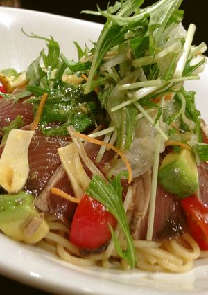 簡単!!かつおの冷製パスタ(`・ω・´)-レシピのメイン写真