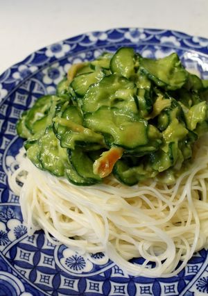 ランチ！そうめんのアボカドらっきょうあえ-レシピのメイン写真