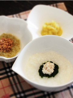 離乳食 鶏むねひき肉粥とナス納豆【中期】-レシピのメイン写真