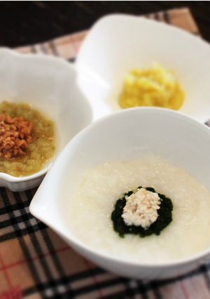 離乳食　鶏むねひき肉粥とナス納豆【中期】-レシピのメイン写真