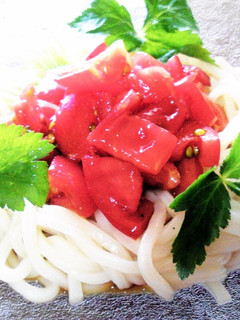 冷たいトマトうどん 蜂蜜醤油味♪-レシピのメイン写真