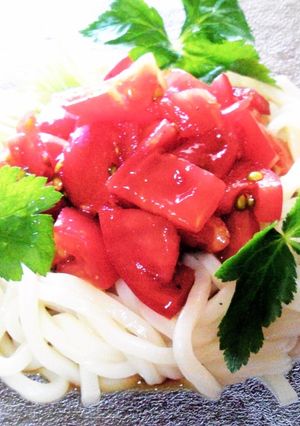 冷たいトマトうどん　蜂蜜醤油味♪-レシピのメイン写真