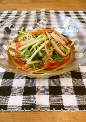 サッパリ♪水菜とかにかまのポン酢煮びたし-レシピのメイン写真
