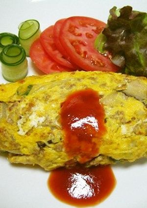 平成の節約料理♪肉オムレツ・俺様流-レシピのメイン写真