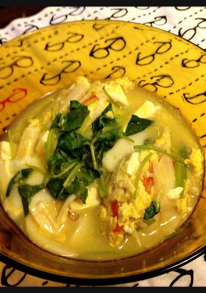 蒲鉾とエノキと豆腐の卵とじ-レシピのメイン写真