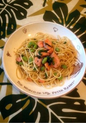 塩麹サーモンと枝豆の和風パスタ♡-レシピのメイン写真