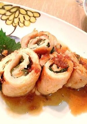 ささ身の梅チーズ巻き☆うまうまソースがけ-レシピのメイン写真