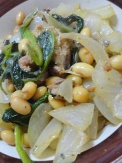 サバ缶の玉ねぎ大豆煮-レシピのメイン写真