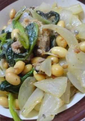 サバ缶の玉ねぎ大豆煮-レシピのメイン写真