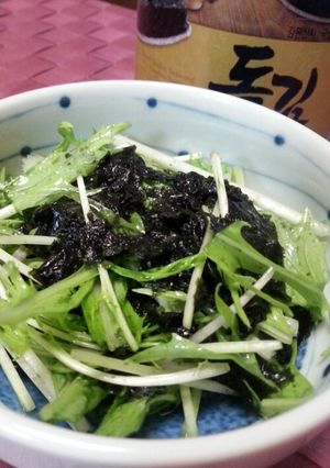 [簡単一品]水菜と韓国のりのサラダ-レシピのメイン写真