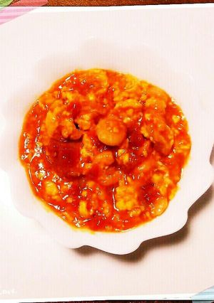 トマト卵ソースのエビチリ-レシピのメイン写真