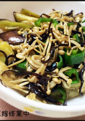 簡単☆茄子とピーマンえのきの塩昆布炒め-レシピのメイン写真