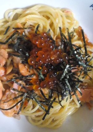簡単！鮭といくらの親子パスタ-レシピのメイン写真