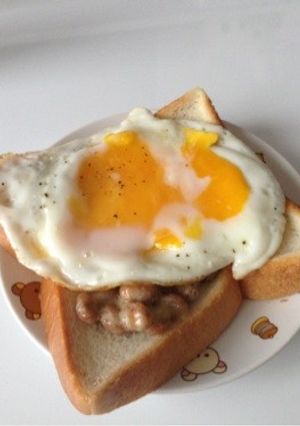 とろふわ！納豆半熟玉子トースト-レシピのメイン写真