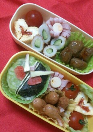キャラ弁★仮面ライダーダブル＆花＆ハート-レシピのメイン写真
