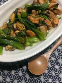 5分!ムール貝とチンゲン菜の酒蒸し-レシピのメイン写真