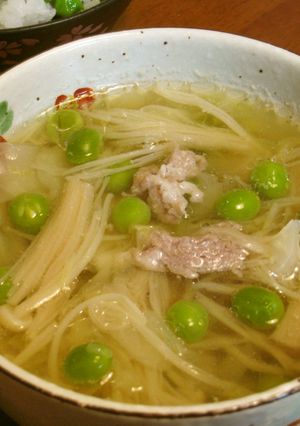 豚肉とグリーンピースの具だくさんスープ-レシピのメイン写真