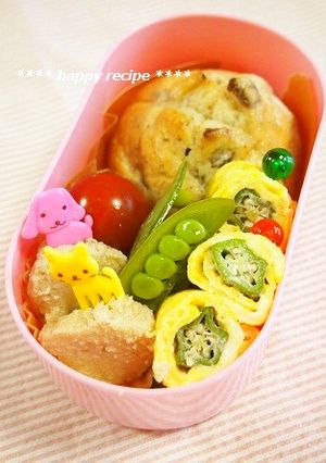 お弁当に✿簡単！かわいいオクラの卵巻き-レシピのメイン写真